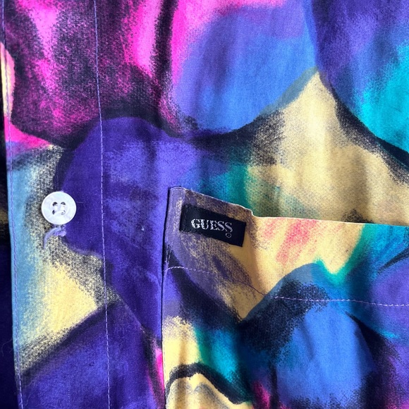 Vintage Guess by Marciano Bright Funky Patterned Button Up Shirt Mens Size M - Picture 3 of 8